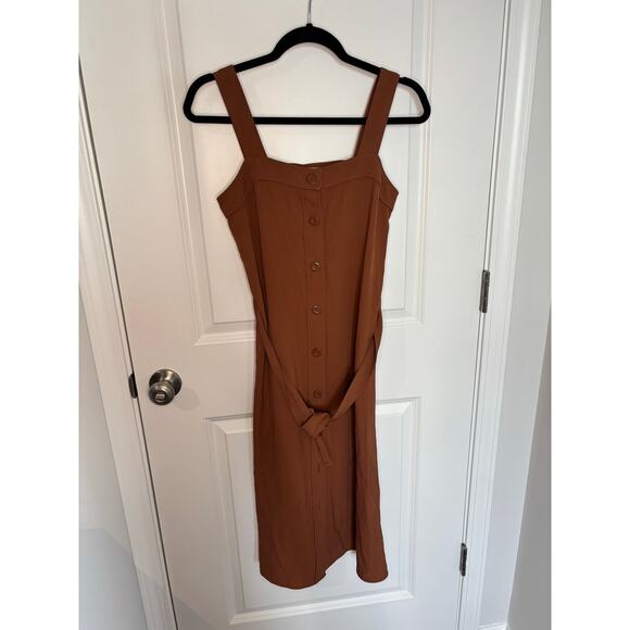 Everlane Japanese Go Weave Picnic Midi Dress Brown Button Front Women’s Size 0 - Picture 4 of 9